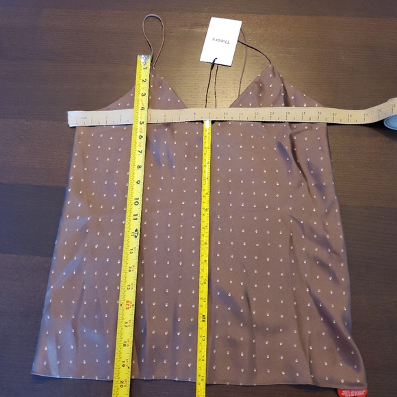 Theory Easy Slip cargo overlay dot camisole silk size small spaghetti straps - Picture 2 of 11